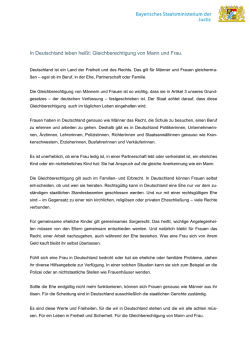 In Deutschland leben hei&szlig;t: Gleichberechtigung von Mann und Frau.