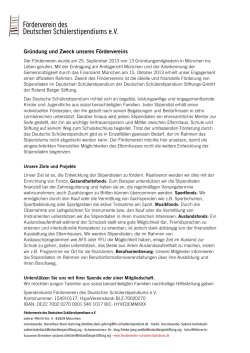 Gr&uuml;ndung und Zweck unseres F&ouml;rdervereins