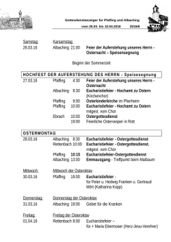Gottesdienstanzeiger vom 26.3. bis 10.4.2016