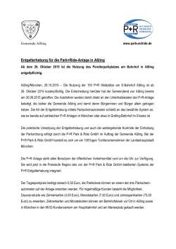 Entgelterhebung für die Park+Ride
