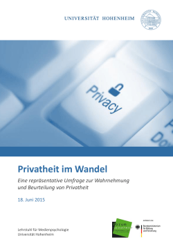 Privatheit im Wandel - Universität Hohenheim