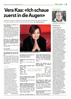 10.6.2015 Tagblatt Zürich Indiskretes Interview mit Vera Kaa
