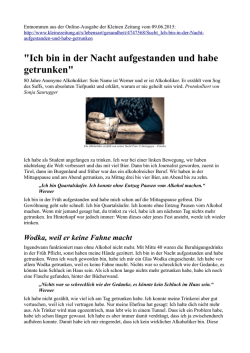 Ich bin in der Nacht aufgestanden und habe getrunken