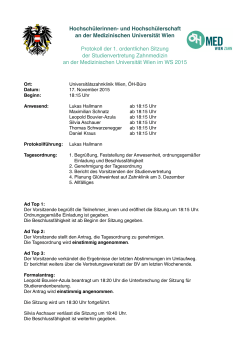 1. ordentliche Sitzung WS 2015 - ÖH MED WIEN – StV Zahnmedizin