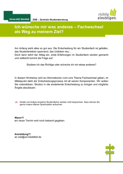 Ich wünsche mir was anderes – Fachwechsel als Weg zu meinem