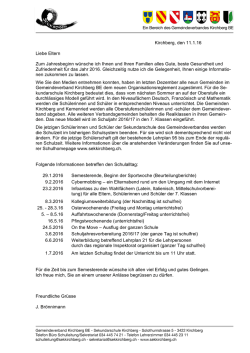 Kirchberg, den 11.1.16 Liebe Eltern Zum Jahresbeginn wünsche ich