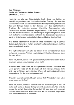 Vom Wünschen Predigt mit Texten von Andrea Schwarz (Matthäus 7
