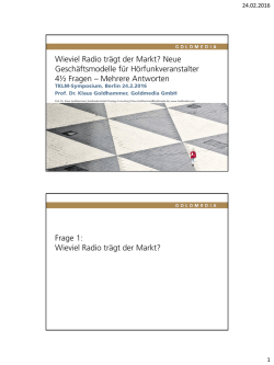 Wieviel Radio tr&auml;gt der Markt