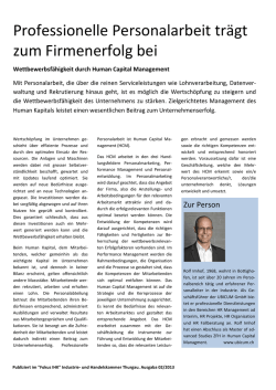 Professionelle Personalarbeit trägt zum Firmenerfolg bei
