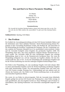 Dos and Don`ts in Macro Parameter Handling 1 Das - SAS-Wiki