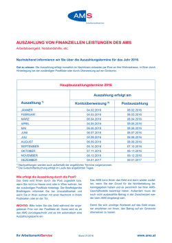 Infoblatt Auszahlung von finanziellen Leistungen des AMS