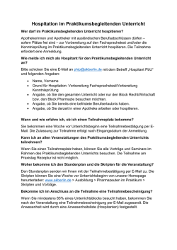 Hospitation im Praktikumsbegleitenden Unterricht