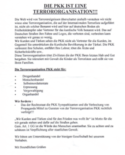 Dokumentation des verteilten Flugblatts