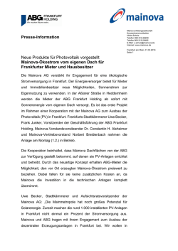 Mainova-Ökostrom vom eigenen Dach für Frankfurter