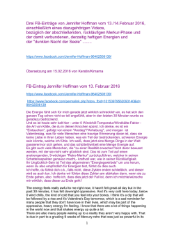 Drei FB-Eintr&auml;ge von Jennifer Hoffman vom 13./14.Februar 2016