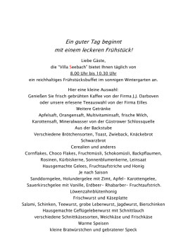 Ein guter Tag beginnt mit einem leckeren Fr&uuml;hst&uuml;ck!