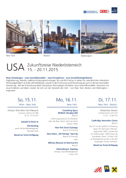 Programm USA Zukunftsreise Niederösterreich 2015