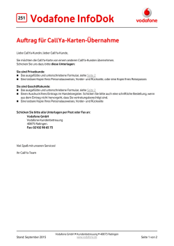 InfoDok 251: Auftrag f&uuml;r CallYa-Karten-&Uuml;bernahme