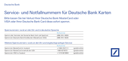Service- und Notfallnummern für Deutsche Bank Karten
