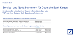 Service- und Notfallnummern für Deutsche Bank Karten