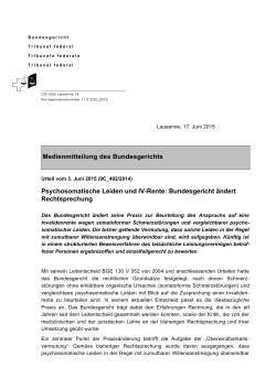Medienmitteilung des Bundesgerichts Psychosomatische Leiden