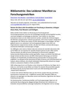 Das Leidener Manifest zu Forschungsmetriken
