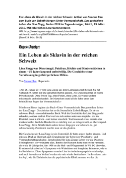 Ein Leben als Sklavin in der reichen Schweiz