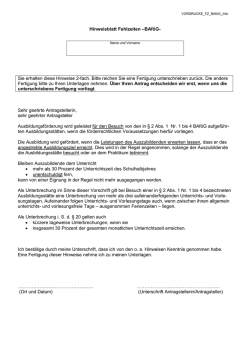 Hinweisblatt Fehlzeiten &ndash;BAf&ouml;G- Sie erhalten diese Hinweise 2
