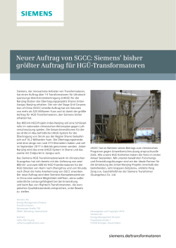 News Neuer Auftrag von SGCC: Siemens` bisher größter Auftrag für