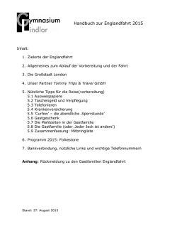 Handbuch zur Englandfahrt 2015