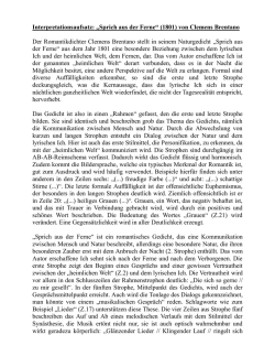 Interpretationsaufsatz: &bdquo;Sprich aus der Ferne&ldquo; (1801) von Clemens