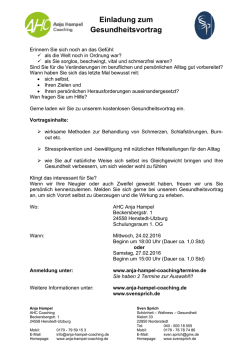 Informationen zum Gesundheitsvortrag mit Sven Sprich und Anja
