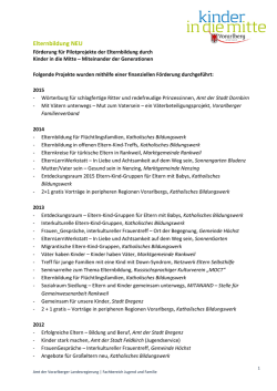 Liste von Pilotprojekten der Elternbildung