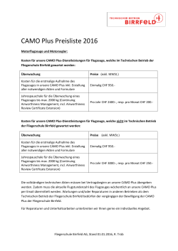 CAMO Preisliste 2016 inkl Segelflug