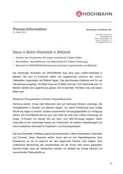 Presse-Information Neue U-Bahn-Werkstatt in Billstedt