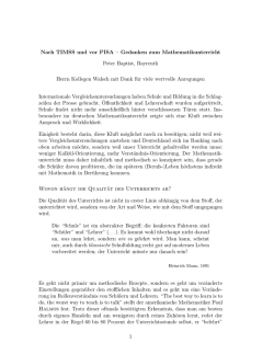 Nach TIMSS und vor PISA – Gedanken zum Mathematikunterricht