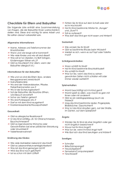 Checkliste für Eltern und Babysitter - Dreh