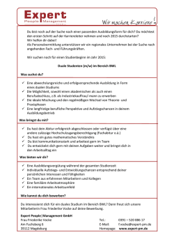 Duale Studenten (m/w) im Bereich BWL