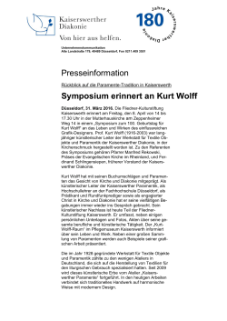 Presseinformation Symposium erinnert an Kurt Wolff
