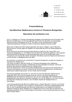 Pressemitteilung Das Münchner Stadtmuseum erinnert an