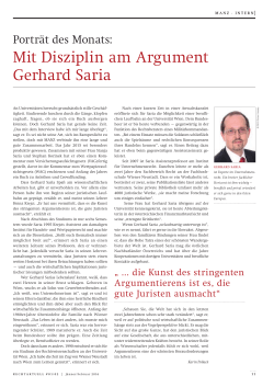 Mit Disziplin am Argument Gerhard Saria