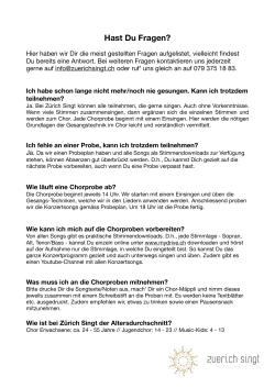FAQ Zürich Singt