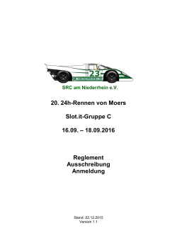 20. 24h-Rennen von Moers Slot.it-Gruppe C 16.09. – 18.09.2016