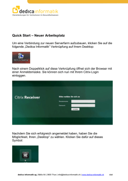 Quick Start &ndash; Neuer Arbeitsplatz