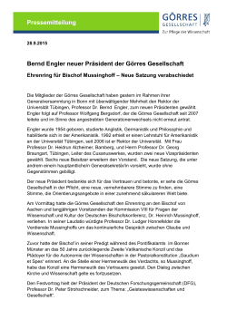 Pressemitteilung Bernd Engler neuer Präsident der Görres