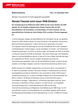 Renato Fasciati wird neuer RhB-Direktor