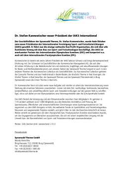 Dr. Stefan Kannewischer neuer Pr&auml;sident der IAKS International
