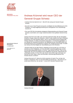 Andreas Krümmel wird neuer CEO der Generali Gruppe Schweiz