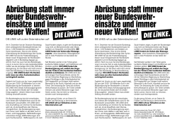 Abrüstung statt immer neuer Bundeswehr einsätze und immer neuer