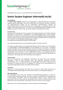 Senior System Engineer Informatik (m/w)